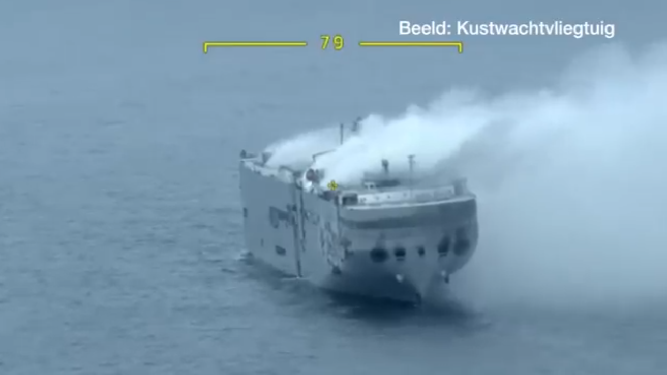 A cargo ship carrying 3,000 cars caught fire in the North Sea in July