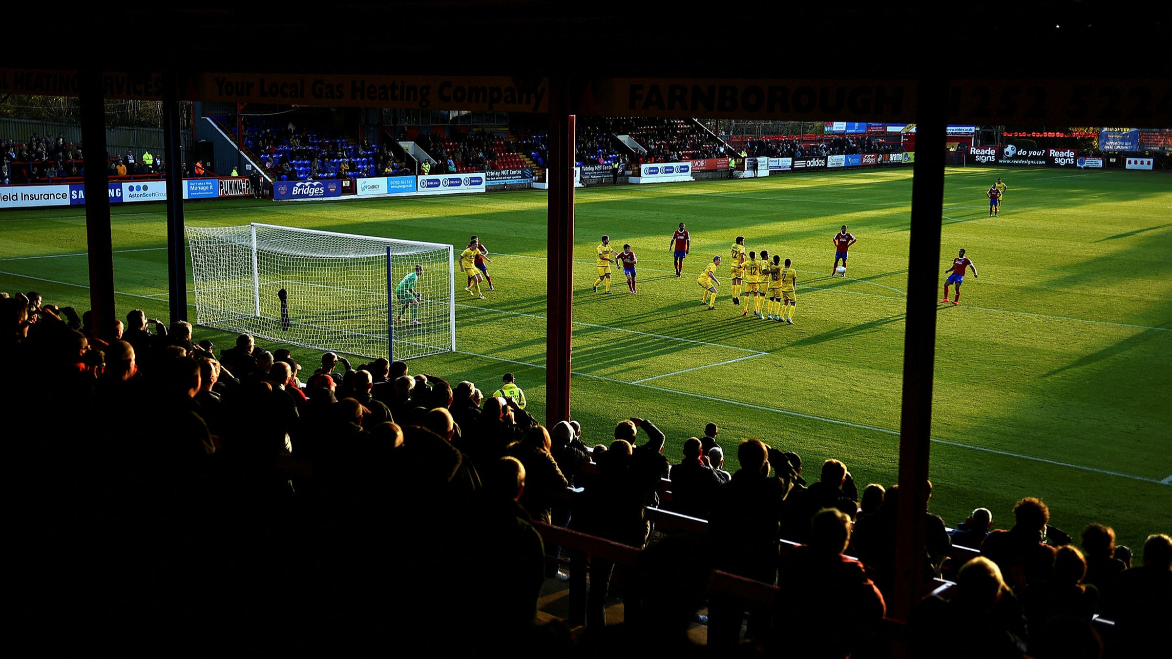 Aldershot fans at an FA Cup qualifying fourth round match at home in 2014