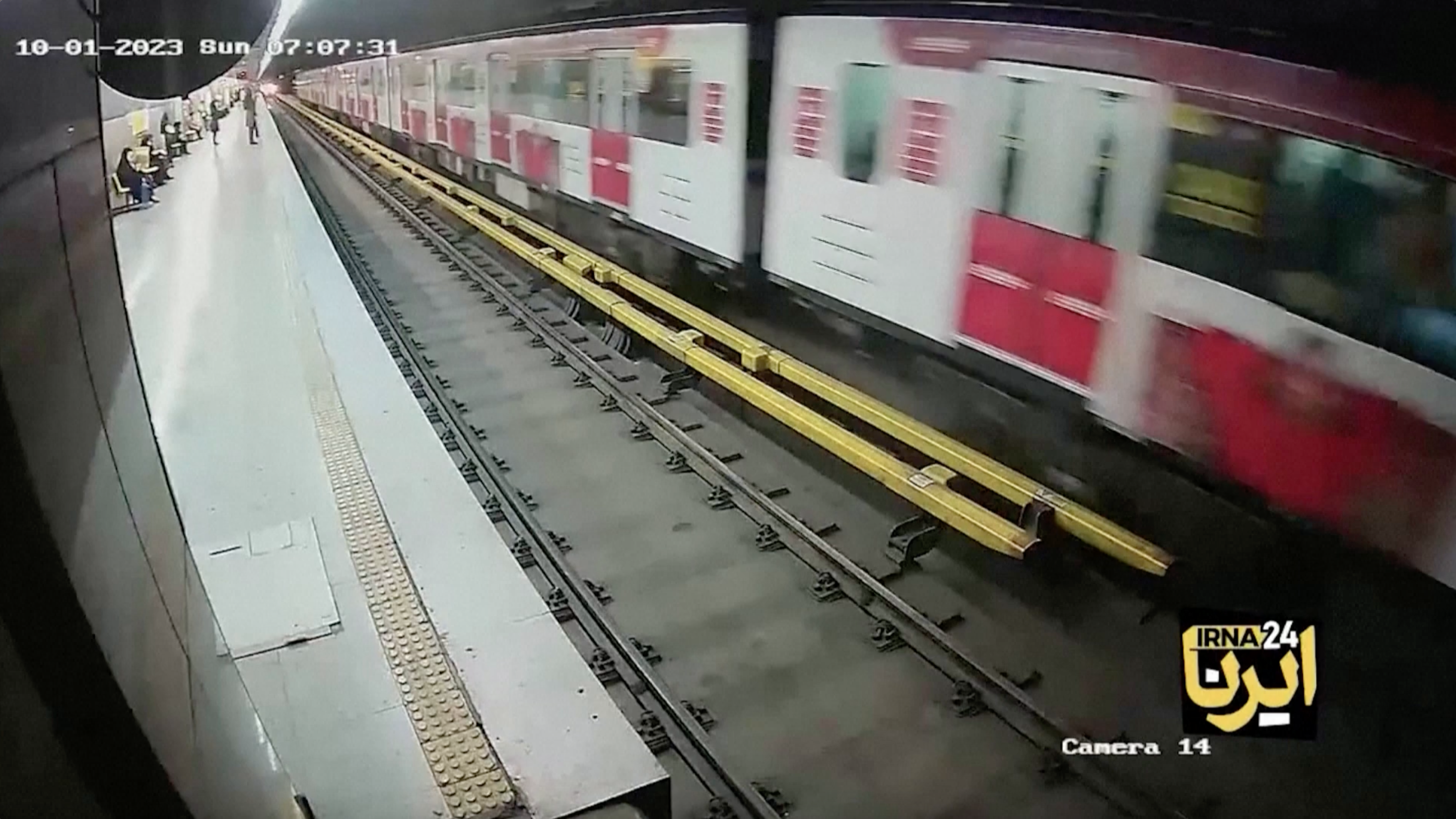 Teenage girl’s coma raises suspicions in Iran after Mahsa Amini case 1 CCTV footage from Tehran subway of a train arriving on the platform