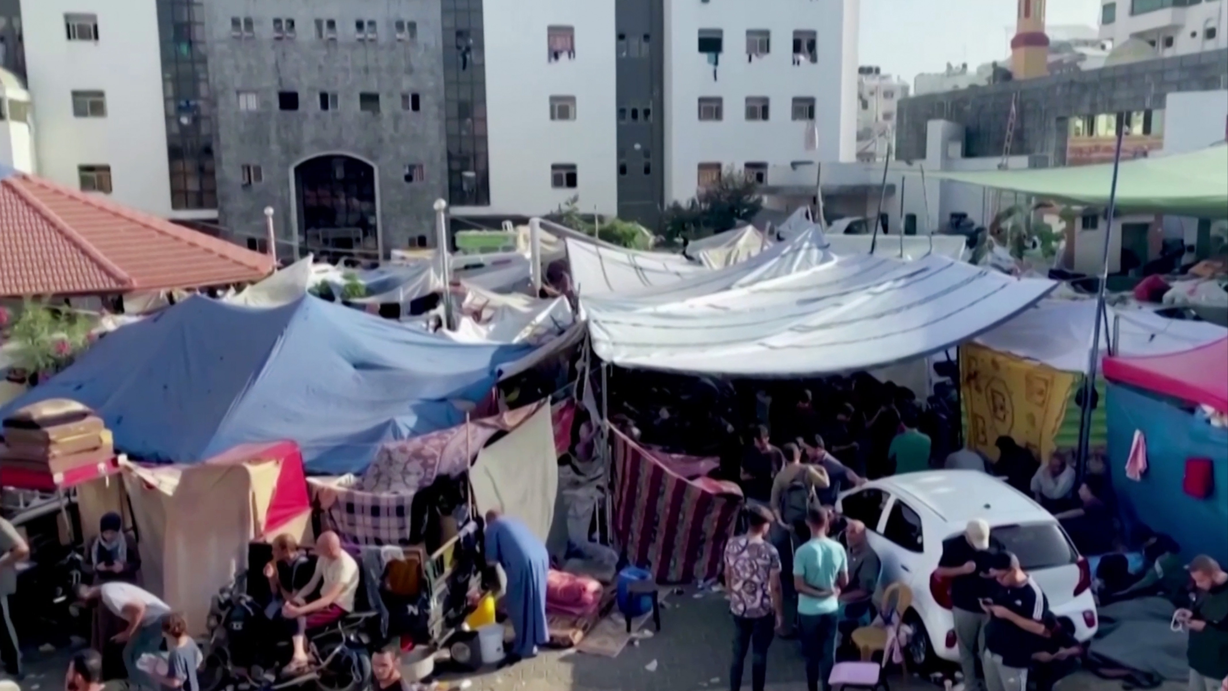 People taking refuge in Al-Shifa hospital’s compound